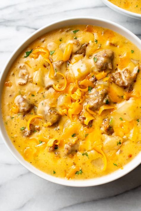 Cheesy Sausage Potato Soup, Sausage And Potato Soup, Easy Broccoli Cheddar Soup, Potato Cheddar Soup, Sausage Potato Soup, Pork Sausage Recipes, Creamy Soup Recipes, Sausage Soup Recipes, Sausage Potato