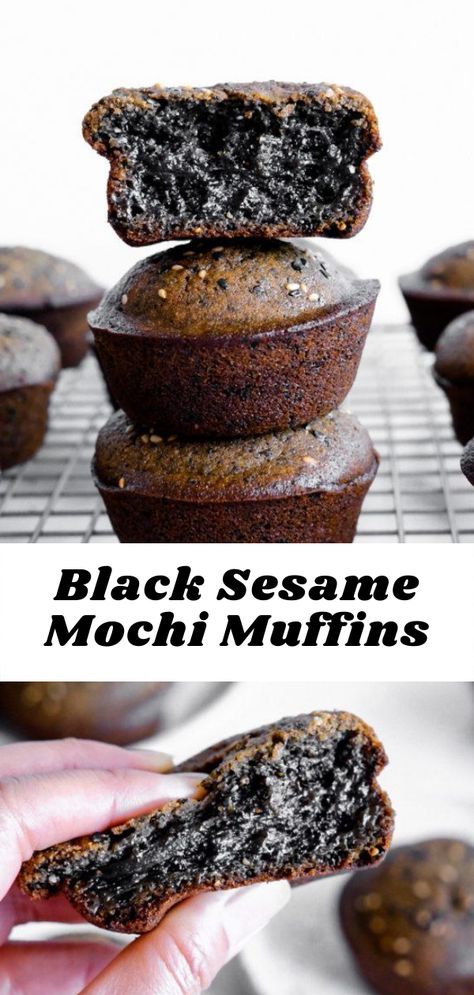 Black Sesame Muffins, Vegan Black Sesame Cake, Black Sesame Tahini, Black Sesame Mochi Recipe, Black Sesame Mochi Cake, Black Sesame Paste Dessert, Black Sesame Croissant, Sesame Dessert Recipes, Black Sesame Bread