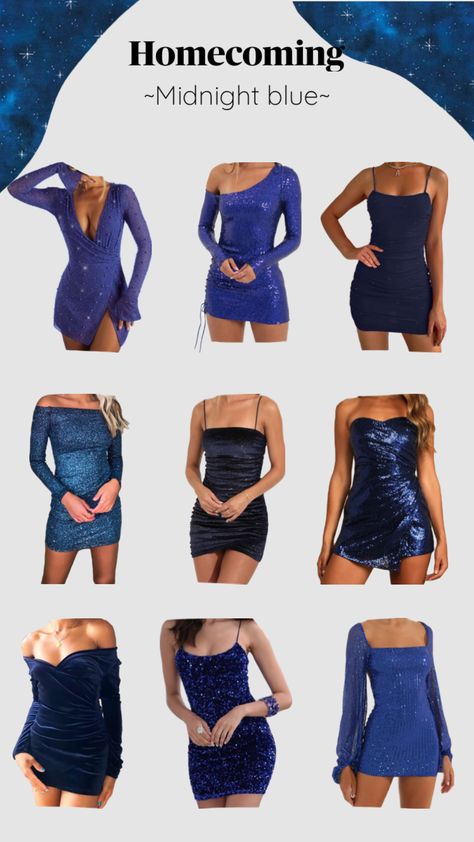 #midnightblue #midnight #blue #nighttime #hoco #hocodress #homecoming #dress #minidress #mini #cute #pretty #inspo #options #unique #sparkles Mini Cute, Hoco Dresses, Homecoming Dress, Midnight Blue, Homecoming, Prom, Sparkle, Mini Dress, Blue