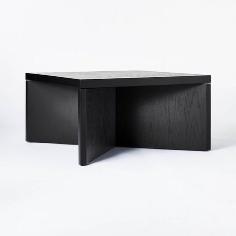 River Heights Square Wooden Coffee Table - Threshold™ Designed With Studio Mcgee : Target Studio Mcgee Modern, Wood Square Coffee Table, Square Wooden Coffee Table, Black End Table, Shea Mcgee, Basement Office, Studio Mcgee Target, Black Coffee Table, Coffee Table Black