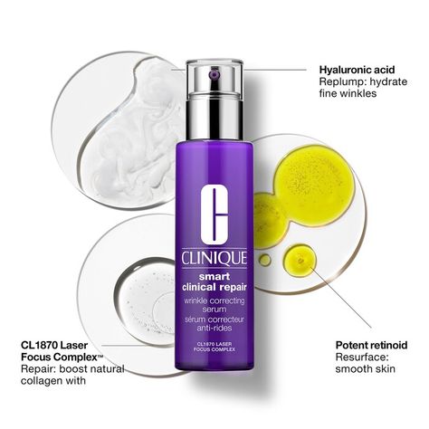 Smart Clinical Repair™ Wrinkle Correcting Serum - CLINIQUE | Sephora Clinique Smart Clinical, Laser Focus, Clinique Smart, Wrinkle Serum, Peptide Serum, Fine Wrinkles, Skin Collagen, Beauty Case, Skin Care Serum