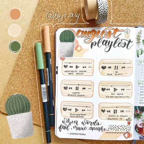 BuJo | Aly on Instagram: “AUGUST PLAYLIST Hey my dear cuties 🥰, I hope you’re doing all great and you enjoy the last days of summer 🤗 I know, august is already 3…” Bujo Playlist, August Playlist, Last Days Of Summer, Last Day Of Summer, Last Days, Bullet Journal Inspiration, Journal Inspiration, Last Day, I Hope You