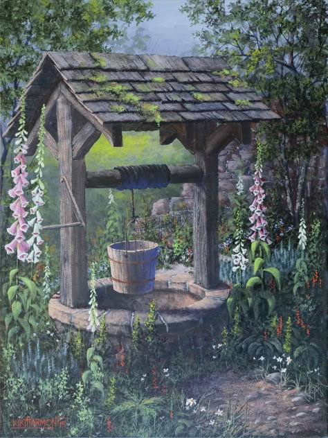 wishing . . . Wishing Well Garden, Water Well, Wishing Well, Country Gardening, Garden Gates, Garden And Yard, Cottage Garden, Water Features, Garden Inspiration