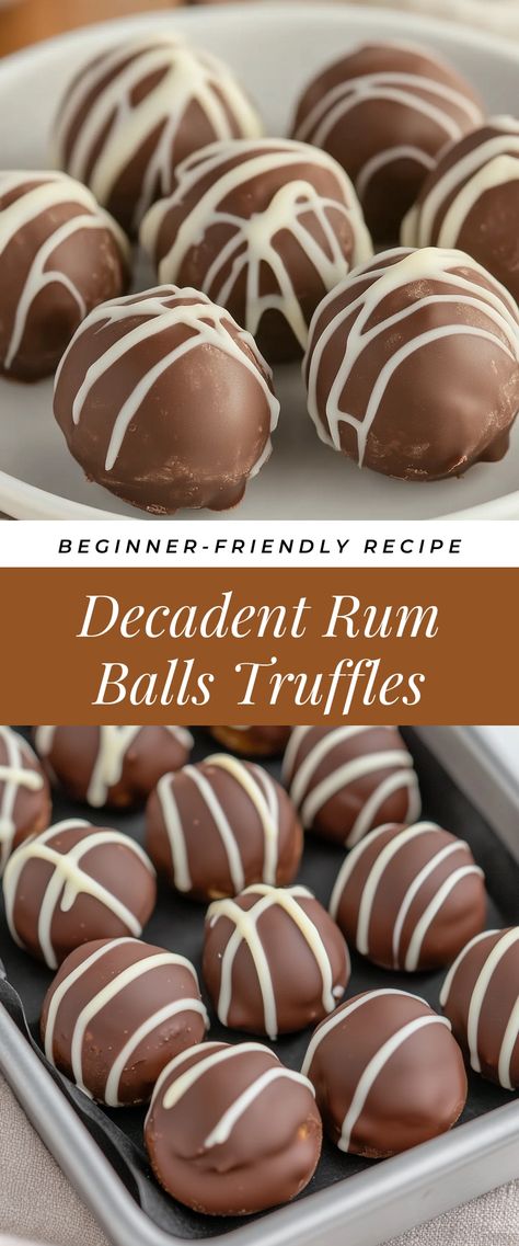 Image for Decadent Rum Balls Truffles Easy Rum Balls, Rum Ball, Boozy Treats, New Year's Desserts, Alcoholic Desserts, Rum Balls, Best Christmas Recipes, Chocolate Sprinkles, Coconut Cookies