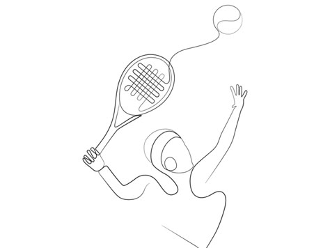 Tennis playing one line art style by Imdad Jayd on Dribbble Tennis Court Tattoo, Tennis Ball Tattoo, Tennis Tattoo Ideas, Tennis Sketch, Tennis Tattoo, Highlight Covers Instagram Books, Tennis Drawing, Sports Illustrations Art, Court Logo