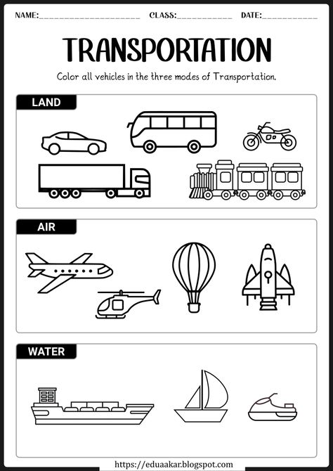 Download free worksheets to teach your kids about various modes of transportation and about the vehicles. Transportation Worksheets For Preschool, Vehicles Worksheets Kindergarten, Transportation Worksheet Kindergarten, Transportation For Kindergarten, Modes Of Transport Worksheet, Transport Worksheets For Kindergarten, Kg2 Worksheets, Transportation Worksheets Preschool, Transportation Worksheets For Kids