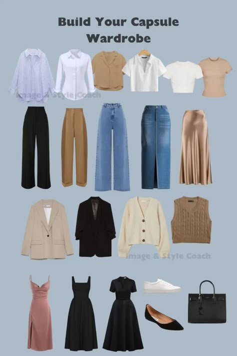 Chic Capsule Wardrobe, Capsule Wardrobe Women, Capsule Wardrobe Casual, Casual Work Outfits Women, Capsule Wardrobe Outfits, Capsule Wardrobe Essentials, Classic Style Outfits, Casual Chic Outfits, Fashion Capsule Wardrobe