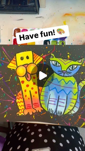 Captain Kirk on Instagram: "Process video of my hot dog & cool cat duo 🧡🩵

#teacherspayteachers #tpt #teachersofig #teachersofinsta #art #artteacher #arted #arteducation #arteducator #artteachersofinstagram #artteacherlife #artteachersofig #artteacherfollowloop #artteachersfollowartteachers  #artteachertribe #artteacherlife🎨 #watercolorlessons #kindergartenart #firstgradeart #secondgradeart #thirdgradeart #fourthgradeart #fifthgradeart" Hot Dogs Cool Cats Art Lesson, Cat Duo, Third Grade Art, First Grade Art, Art Teaching, Watercolor Lessons, Captain Kirk, Kindergarten Art, Cats Art