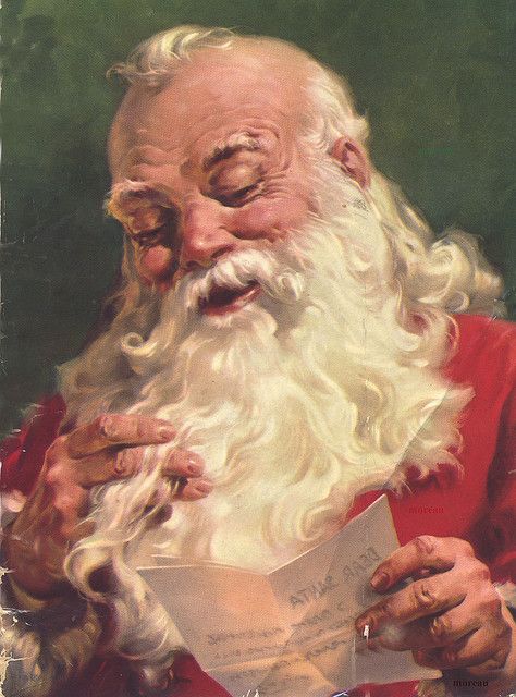 Santa, artist: George Hinke, 1949 Santa Claus Pictures, Santa Klaus, Santa Pictures, Santa Claus Is Coming To Town, Jolly Santa, Santa Face, Red Suit, Old Fashioned Christmas, Christmas Past