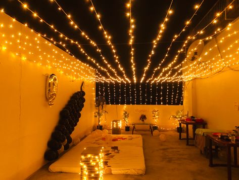 New Year Terrace Decor, Terrace Sangeet Decor, Diwali Decorations At Terrace, Rooftop Sangeet Decor, Rooftop Decoration Ideas For Party, Terrace Decoration Ideas For Party Night, Diwali Terrace Decor, Terrace Dinner Decor, Terrace Bday Decoration