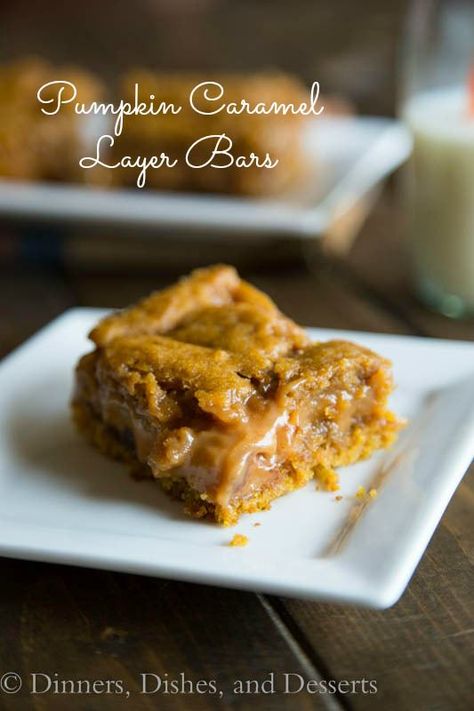 Pumpkin Caramel Layer Bars {Dinners, Dishes, and Desserts} Caramel Pumpkin, Sweet Surrender, Layer Bars, Pumpkin Caramel, A Piece Of Cake, Pumpkin Flavor, Piece Of Cake, Pumpkin Dessert, Fall Baking