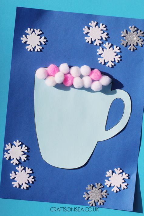 Easy Hot Chocolate Craft for Kids (Free Template) Hot Chocolate Craft, Chocolate Template, Easy Hot Chocolate, Chocolate Craft, Lantern Crafts, Winter Crafts Preschool, Fun Winter Crafts, January Crafts, Chocolate Crafts