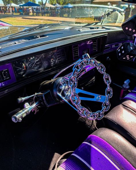 Pimped Out Car Interior, Purple Car Interior Aesthetic, Car Mods Exterior, Purple Car Aesthetic, Purple Car Interior, Goth Car Interior, Purple Car Accessories, Car Mods Interior, Car Modification Ideas