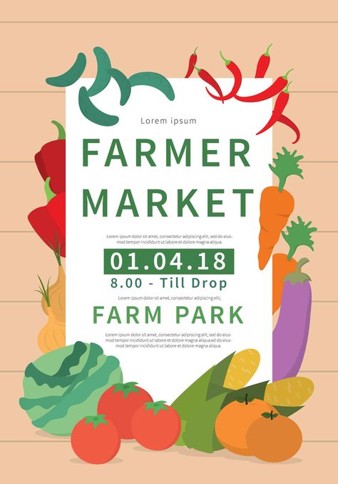 Farmers Market Flyer Illustration Farmers Market Flyer, Farmers Market Poster, Flyer Illustration, Market Economy, Farm Day, Market Poster, Free Brochure Template, Publicidad Creativa, Leaflet Design