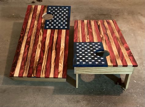 Cornhole Boards Designs American Flag, American Flag Corn Hole Boards, Flag Cornhole Boards Designs, Patriotic Cornhole Boards, How To Make Cornhole Boards Diy, Diy Cornhole Boards Designs, Corn Hole Boards Diy, Cornhole Boards Diy, Cornhole Diy