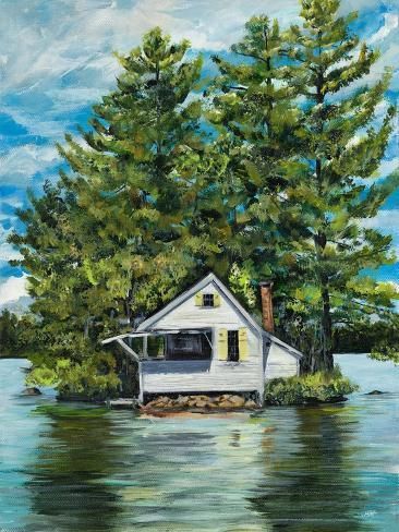 size: 12x9in Art Print: Lake House by Julie DeRice : Lake House Wall Art, Dark Forest Green, The Masterpiece, Dark Forest, Canvas Home, Big Canvas Art, Framed Canvas Art, Canvas Print Wall, Lake House