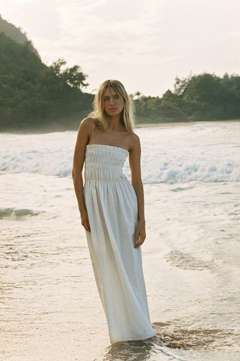 Maya Stepper Sir the Label Holiday 2020 Camapign | Fashion Gone Rogue Amalie The Label, Sir The Label Dresses, Concept Aesthetic, Summer Kiss, Maya Stepper, Edgy Bridal, Open Back Gown, Campaign Shoot, Strapless Summer Dress