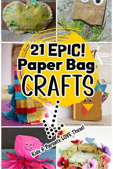 These paper bag activities from Pint-sized Treasures are the best way to spend time with your child! You and your child will love these creative way to reuse paper bags! Try one of these today! Paper Bag Activities, Reuse Paper Bags, Brown Paper Roll, Art And Craft Paper, Paper Sack, Paper Grocery Bags, Summer Art Projects, Paper Bag Crafts, Paper Bag Puppets