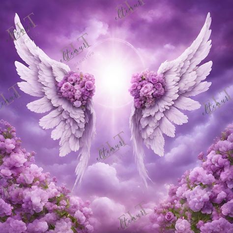 In Loving Memory Template, In Loving Memory Of Template, Purple Angel Wings, Angel Wings Images, Angel Wings Pictures, Heaven Background, Angel Wings Background, Memorial Background, Angel Wings Png