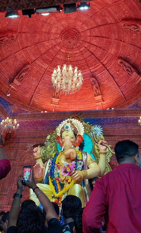 The photograph of lalbagh cha raja 2022, Mumbai Lalbagh Cha Raja, God Pic, Ganapati Decoration, Ganesh Utsav, Bappa Morya, Indian Wedding Couple Photography, Laptop Wallpaper Desktop Wallpapers, Ganesh Photo, Indian Wedding Couple