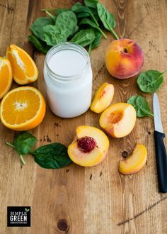 Peach Spinach Smoothie, Coconut Milk Smoothie Recipes, Smoothie Combos, Coconut Water Smoothie, Healthy Milkshake, Alpha Gal, Peach Milk, Coconut Milk Smoothie, Easy Green Smoothie