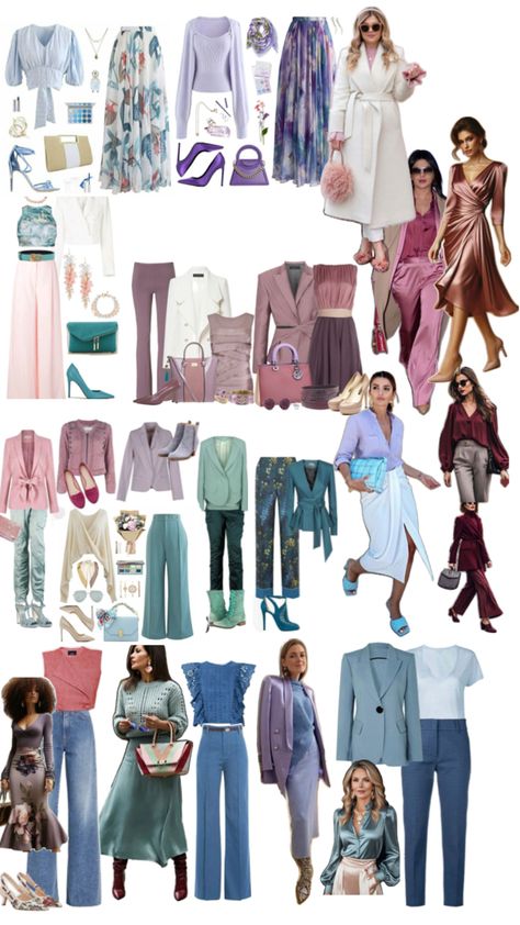 Soft Summer Soft Dramatic, True Summer Outfits Palette, True Summer Palette Outfits, True Summer Color Palette Outfits, Soft Summer Outfits Inspiration, Soft Summer Color Palette Outfits, True Summer Palette, Soft Summer Outfits, Summer Color Palette Outfits