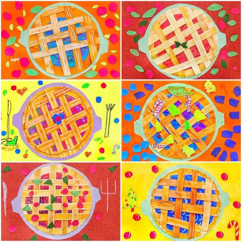 Miss Lee | 1st grade wove some pies for their winter holiday project! 🥧❤️ #arted #arteducation #artteacher #artteachersofinstagram #iteachart | Instagram Kindergarten Class Projects, Thanksgiving 1st Grade Crafts, One Day Thanksgiving Art Lesson, Thanksgiving Art 2nd Grade, Thanksgiving Art Projects Kindergarten, Thanksgiving Pie Craft, November Process Art Preschool, 2nd Grade Thanksgiving Art, Pie Art Projects For Kids