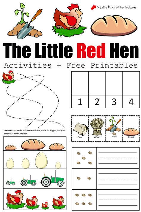 The Little Red Hen Activities and Printables | A Little Pinch of Perfect The Little Red Hen Activities, Little Red Hen Activities, Hen Activities, The Little Red Hen, Red Chicken, Free Printable Activities, Little Red Hen, Red Hen, Printables For Kids