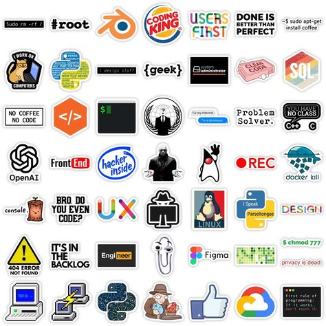 Hacker Programming Stickers Developers Languages PVC Waterproof Application Logo for Laptop Suitcase Skateboarding Fridge Phone - AliExpress Programming Stickers, Hacker Laptop, Laptop Stickers, Skateboarding, Programming, Linux, Geek Stuff, Laptop, Coding