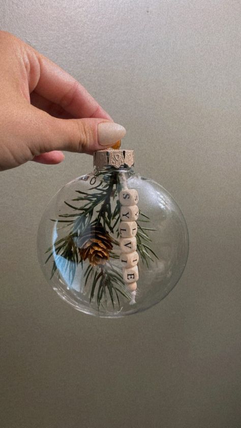 Christmas Glass Ornaments Diy, Diy Ornament Gift Ideas, Glass Bulb Ornament Ideas, Diy Clear Christmas Ornaments Ideas, Epoxy Ornaments Diy, Diy Natural Christmas Ornaments, Custom Ornament Ideas, Clear Ornament Crafts, Unique Diy Christmas Gifts