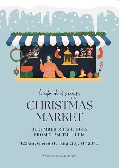 Christmas Poster Design, Market Poster, Marketing Graphics, Christmas Flyer, Event Poster Design, Photo Collage Maker, Collage Background, Holiday Market, Christmas Poster