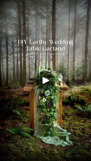 Forest Wedding Decorations Diy, Forest Green Gold Wedding, Forest Wedding Decorations, Wedding Table Garland, Green Gold Weddings, Floral Arches, Instagram Planning, Paper Garden, Diy Floral Decor