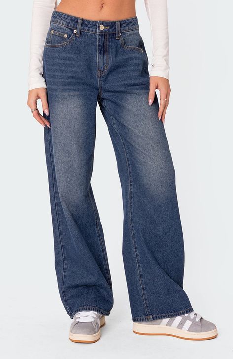 EDIKTED Karie Relaxed Jeans | Nordstrom Images Esthétiques, Relaxed Jeans, Cute Jeans, Cute Everyday Outfits, Low Rise Jeans, Party Tops, Mid Rise Jeans, Basic Tee, Dream Clothes