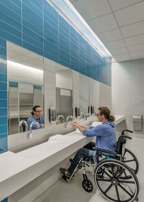 Hospital Bathroom, Public Restroom Design, Accessibility Design, Healthcare Interior Design, Hospital Architecture, Restroom Design, Healthcare Architecture, Hospital Interior, Public Bathrooms