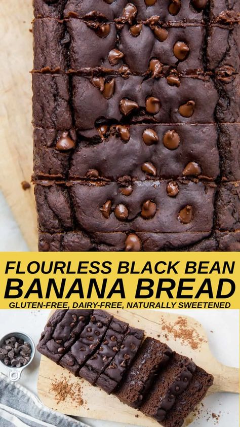 Bean Banana Bread, Rich Banana Bread, High Protein Desserts, Black Bean Recipes, Gluten Free Banana Bread, Protein Desserts, Flourless Chocolate, 140 Pounds, Banana Recipes