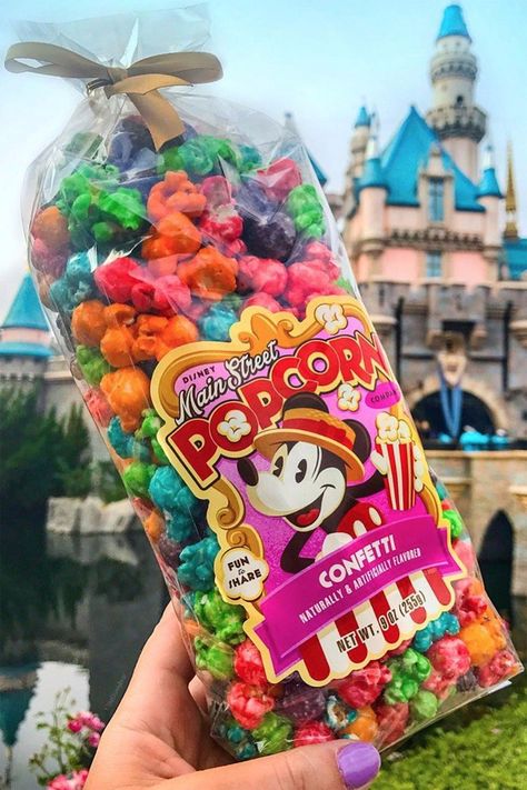 In Our Wildest Dreams, This Disney Popcorn Can Be Found at the End of Every Rainbow Confetti Popcorn, Disney Popcorn, Disneyland Snacks, Disney Sweets, Disney Candy, Disney Desserts, Disneyland Food, Disney Treats, Disney World Food