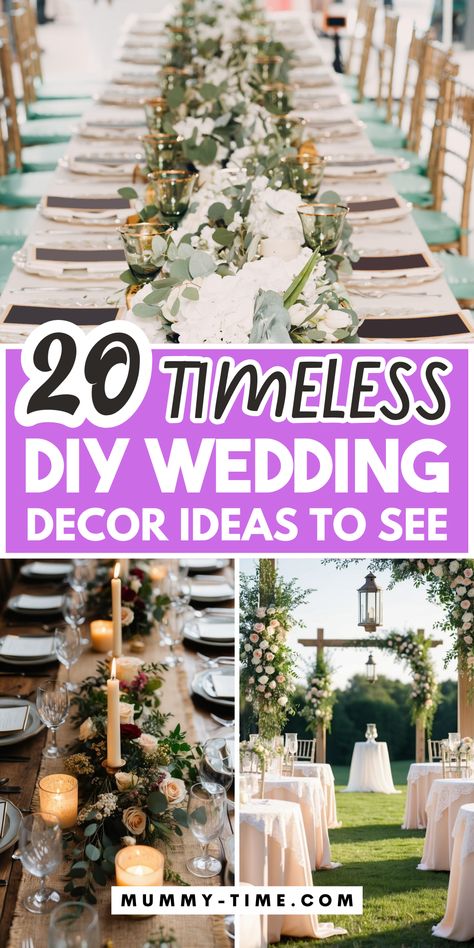 Create a wedding that’s both classic and beautiful with timeless decor ideas! 🕊️🌸 From graceful table settings to elegant floral arrangements, find inspiration for every detail of your special day. Save this pin to help plan your dream wedding! 📌💍 Simple Wedding Place Setting, Simple Wedding Table Decor Budget, Rectangle Table Wedding Layout, Wedding Table Decor Simple, Elegant Wedding Centerpiece Ideas, Wedding Centrepiece Ideas, Wedding Sweetheart Table Ideas, Long Wedding Tables, Table Flowers Wedding