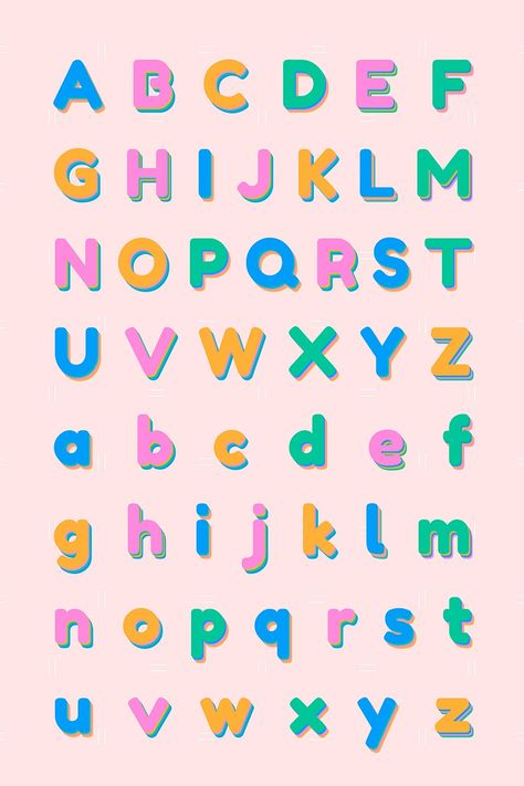 3d Fonts, Alphabet Letters To Print, A To Z Alphabet, Orange Illustration, English Aesthetic, Z Alphabet, Colorful Alphabet, Print Letters, Alphabet Letters Design