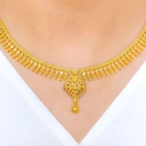 24k gold plated fancy RP necklace sets new design collection artificial jewelry . Wholesaler of Unique Artificial Jewelry. . 24 karat gold plated fancy handmade artificial jewelry house 🏠 . Long lasting color Gold plated necklace and earrings with beautiful gift pack 24 karat gold polish Material: Gold Plated Attractive design Use with caution, avoid chemicals etc. Bridal love to use these styles. High quality polish that makes its beauty appealing. No one can judge like gold Created a Uniqu... Unique Gold Necklace Designs, Short Gold Necklace, Simple Necklace Designs, Gold Finger Rings, Gold Bridal Necklace, Pure Gold Jewellery, Artificial Jewelry, Gold Bridal Jewellery Sets, Bridal Necklace Set