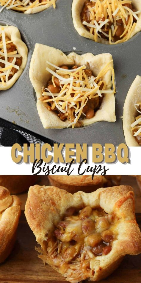 Crescent Roll Cups, Pillsbury Biscuit Recipes, Crescent Roll Cheesecake, Beans And Cornbread, Biscuit Cups, Pizza Roll Recipe, Pizza Cups, Bbq Sauce Chicken, Chicken Baked