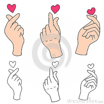 Korean Heart Tattoo, Korean Heart, Heart Clip Art, Finger Heart, Love Symbol, Japanese Love, Hand Gesture, Dad Tattoos, Asian Love