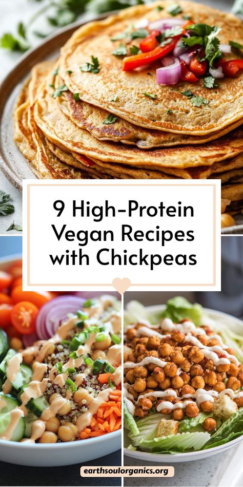 Discover 9 mouthwatering, high-protein vegan recipes using chickpeas! Perfect for healthy meal prep or post-workout meals. These easy-to-make dishes are protein-packed and plant-based, ideal for any occasion. Save for later and enjoy nutritious, delicious meals that are simple yet satisfying! #VeganProtein #HealthyEating #ChickpeaRecipes #PlantBased #MealPrep Easy Vegetarian Recipes Protein, Vegan Fiber Meals, Vegan High Protein Recipes Clean Eating, Vegan Protein Dishes, Vegetarian Bodybuilding Recipes, Plant Based Bulking Meals, Low Calorie Chickpea Recipes, Protein Dinner Vegetarian, Indian Protein Recipes