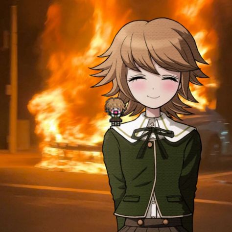 Danganronpa Chihiro, Burning Car, Chihiro Fujisaki, Squidward Tentacles, Byakuya Togami, Honey Boo Boo, Danganronpa Memes, Trigger Happy Havoc, Trigger Happy