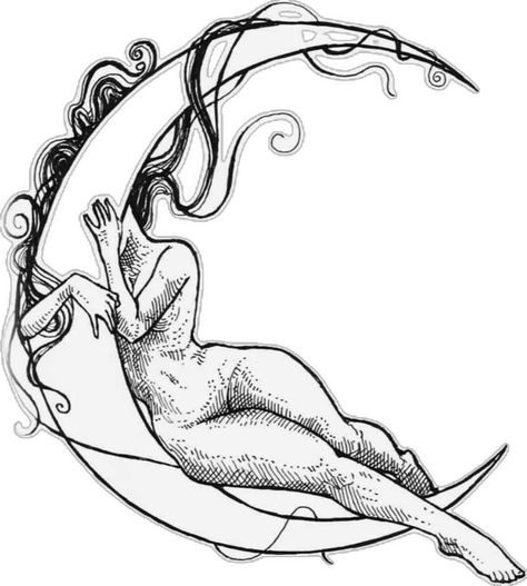 Woman On Moon Tattoo, Woman And Moon Tattoo, Moon And Woman Tattoo, Moon And Fairy Tattoo, Moon Woman Tattoo, Moon Fairy Tattoo, Moon Lady Tattoo, Moon Tattoo Aesthetic, Naked Fairy Tattoo