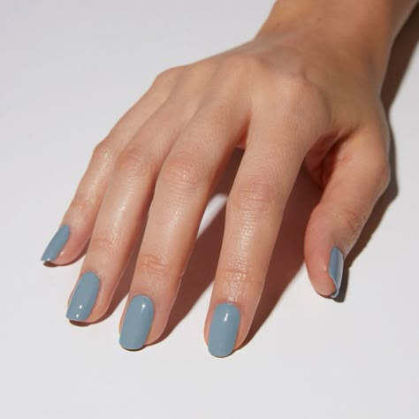 Would you consider Mystic Slate a grey blue or a blue grey? 🧐 Blue Grey Manicure, Spring Nail Colors Blue, Blue Nails Tan Skin, Slate Blue Nail Polish, Blue Grey Nail Polish, Sage Blue Nails, Different Blue Nails Shades, Ashy Blue Nails, Slate Nail Color