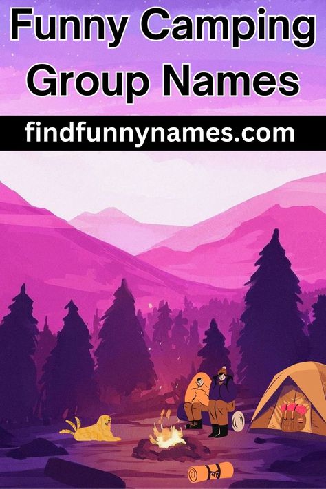 Look no further! We've got you covered with a list of hilarious and memorable group names that will make your camping adventures even more enjoyable. Whether you're planning a weekend getaway or a longer expedition, these funny names are bound to bring a smile to everyone's face. #HappyCampers #CampsiteCrazies#CampLifeCrackups #OutdoorJokers #FunnyCampingGroupNames #MemorableTrips. Camping Names Ideas, Best Group Names, Group Chat Names, Group Camping, Group Names Ideas, Christian Camp, Camping Club, Catchy Names, Cabin Trip