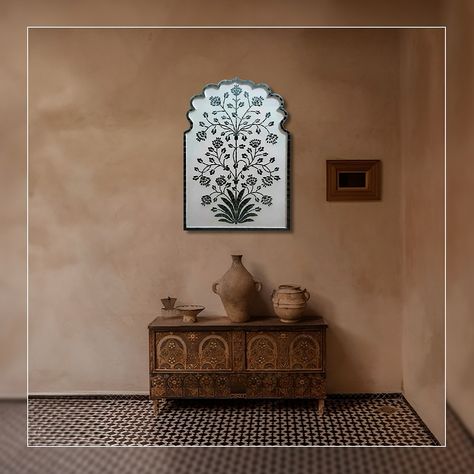 Bring the beauty of nature indoors with Thikri Art’s stunning “Tree of Life” painting. ✨ Handcrafted with traditional Rajasthani techniques and intricate mirror work, this masterpiece adds a touch of serenity and elegance to any space. Elevate your home decor with the timeless charm and heritage of this handcrafted marvel. DM to know more !! [ Kalavaati, Thikri Art, Tree of Life, Traditional Art and Crafts, Pichwai Art, Thikri Craftsmanship, Mirror Art, Home Decor Art, Rajasthani Art, Indi... Pichwai Mirror Art, Kutch Mud Art Mirror Work, Meenakari Mirror, Rajasthani Mural Clay Art, Rajasthani Mirror Work Wall, Rajasthani Art, Tree Of Life Painting, Mirror Work, Nature Indoors