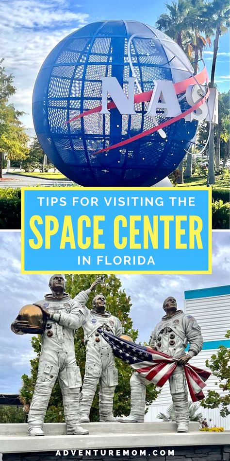 There is so much to see and do at the Kennedy Space Center in Cape Canaveral, Florida. If you are looking for fun things to do in Florida the Space Center has fun activities for kids of all ages and adults too. Learn historical facts about NASA, see spaceships and rocket ships and have fun with interactive games. Find tips for your trip to the Kennedy Space Center in Florida here, including buying tickets, tours, food, and drinks. This is a fantastic day trip for families when in Florida! Nasa Florida, Cape Canaveral Florida, Orlando Florida Vacation, Ormond Beach Florida, Things To Do In Florida, Adventure Mom, Travel Key West, Rocket Ships, Daytona Beach Florida