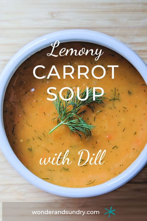 You're going to love Lemony Carrot Soup with Dill! At once warm and comforting and bright and fresh, suitable for both dinner parties and weekday lunches, Lemony Carrot Soup with Dill belongs in your back-pocket recipe collection. The dill and the lemon work together here to take an otherwise simple soup to new heights. In making this soup, you'll learn a basic technique that you can use over and over again in your own soup recipes. Click through for the full recipe and video! Zucchini Dill Soup, Carrot Dill Soup Recipe, Lemon Dill Soup, Drinkable Soup, Carrot Dill Soup, Dill Soup Recipe, Dill Soup, Stew Vegan, 2024 Meals