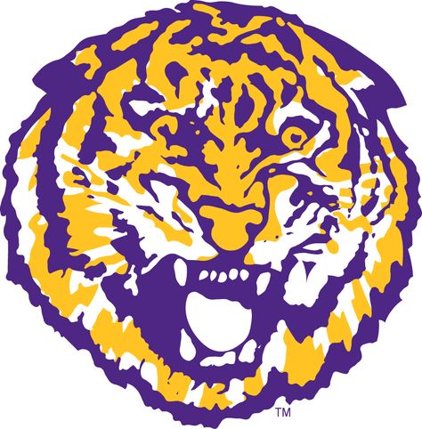 LSU Tigers Primary Logo (1972) - A growling tiger's head Lsu Tigers Art, Lsu Logo, Lsu Tigers Logo, Tiger Vector, Lsu Tigers Football, Lsu Football, Tiger Football, Geaux Tigers, Louisiana State University